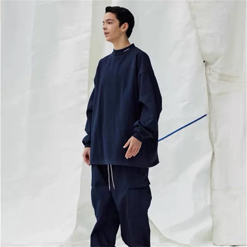 

High Half NAUTICA 23SS Collar Letter Embroidery Baggy Bottomed Shirt Men's And Women's Long Sleeve T-shirt