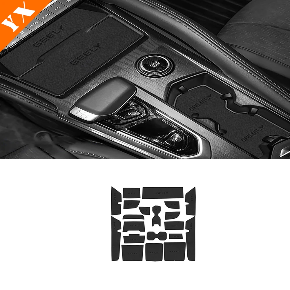 

Аксессуары для Geely Monjaro Xingyue L 2021-2023, автомобильная дверь, центральная консоль, коробка для хранения стаканов с водой, коврик с пазами, Нескользящие коврики