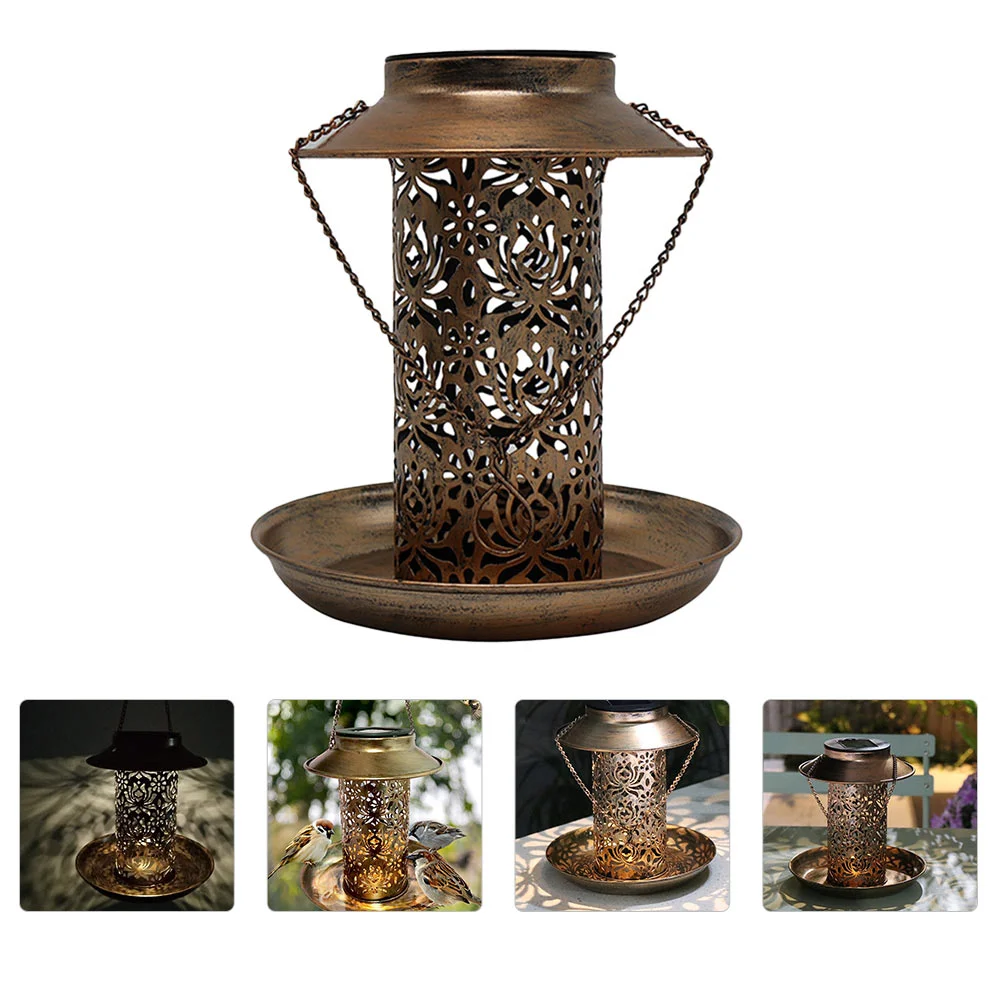 

Outdoor Solar Powered Bird Feeder Garden LED Hanging Bird Feeding Container