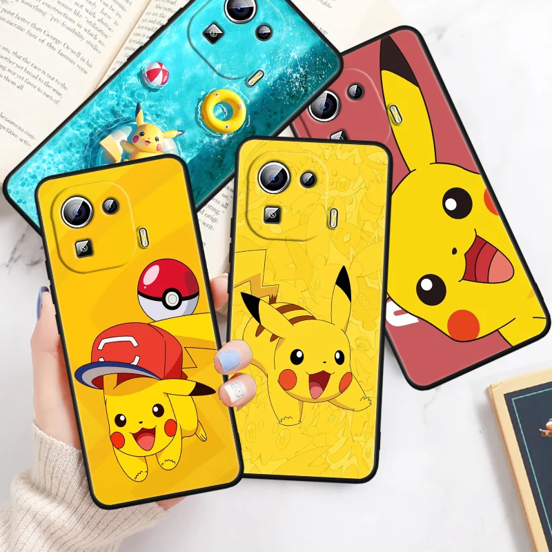 P-Pokemons мультфильм P-Пикачу для Xiaomi Mi 14 13T 13 12T 12 11T 11i 11 10T 10 Pro Lite ультратонкий черный