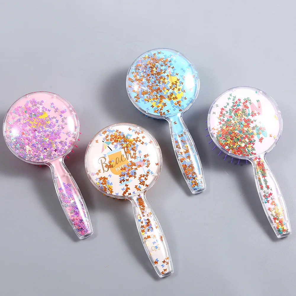 

Factory Sale Round Handle Color Printing Colorful Sequins Air Cushion Comb Home Hairdressing Comb Gifts Airbag Massage Comb