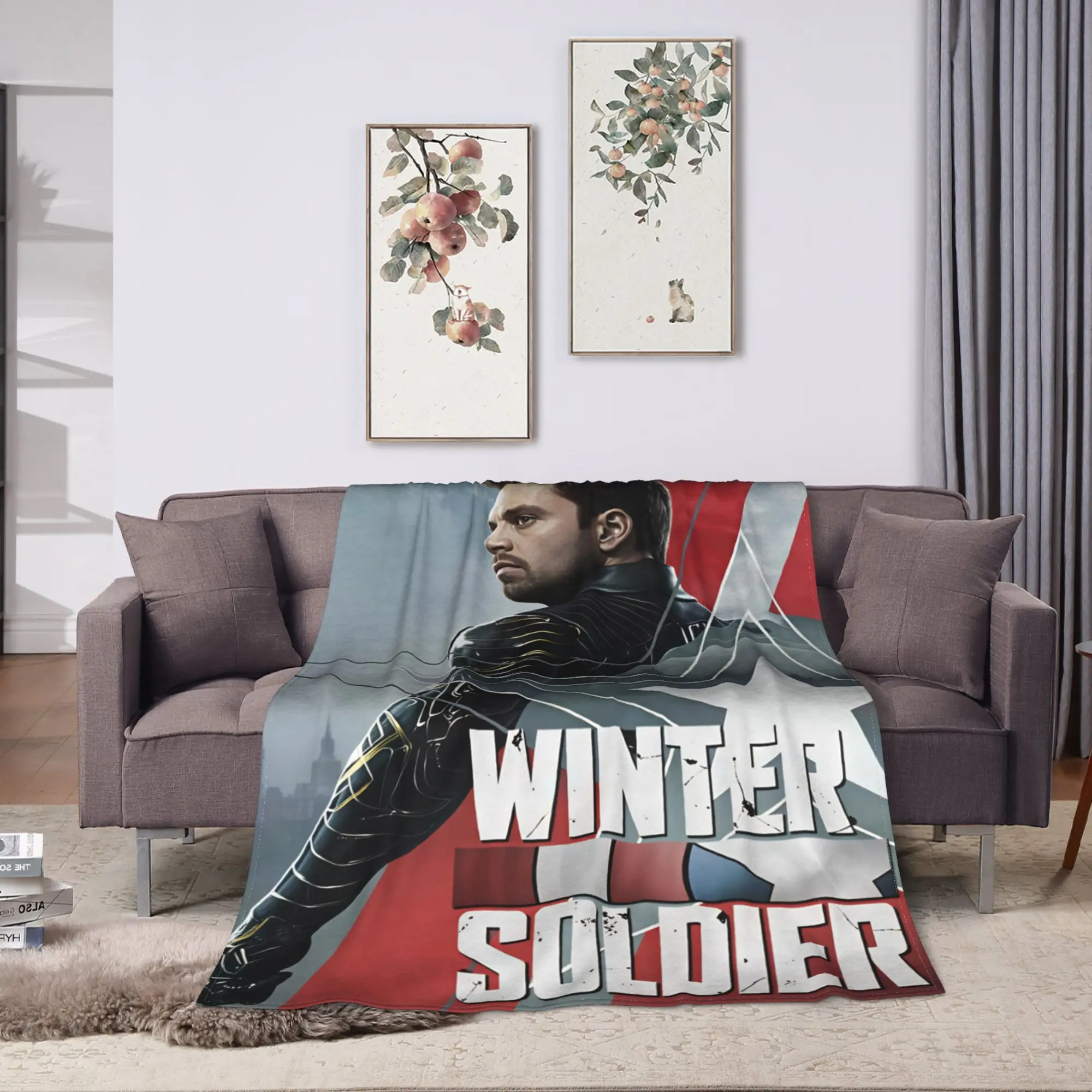 Фото Одеяло Bucky Barnes Winter Soldier, декоративное фланелевое одеяло для дивана, кресла, теплое, на заказ, качественное, для самостоятельного изготовления, покрывало, подарок №2