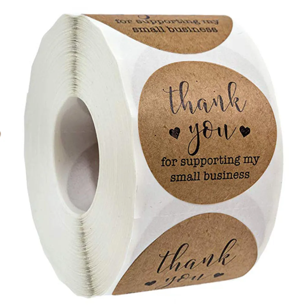 

500 Pcs Thank You Kraft Stickers Round Brown 1 Inch Labels Wedding Pretty Gift Cards Envelope Sealing Label Stationery Stickers