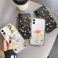 colorful flowers clear phone case for iphone 11 12 13 pro max x xr xs max 7 8 plus cute florals butterfly cartoon soft tpu cover