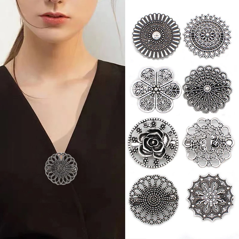 

Vintage Flower Brooches for Wedding Bridal Party Jewelry Round Bouquet Lapel Pins Clip Badge