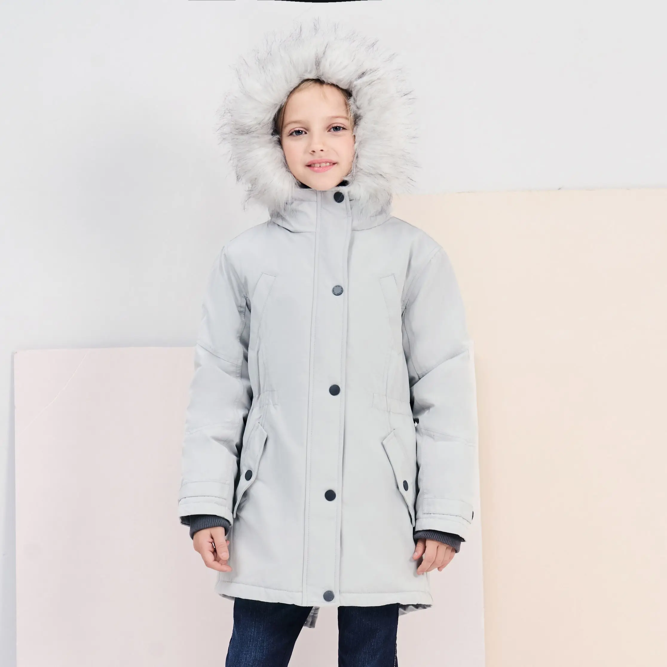 

Maoo Garden Girls Winter Coats Heavyweight Medium Length Warm Jacket With Removable Fur Collar Hooded Parka 3-14Y