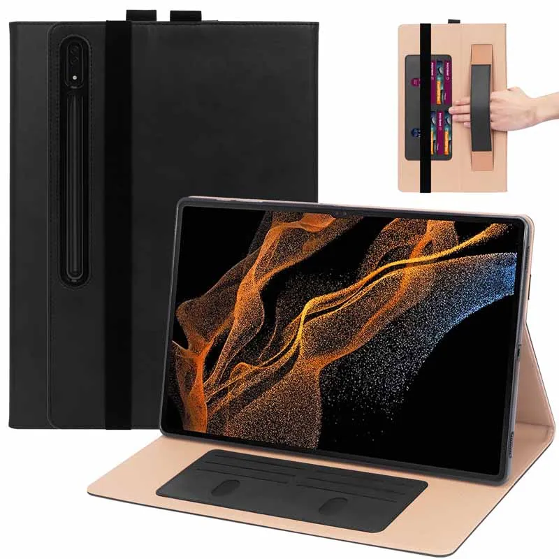 

Vintage pattern case For Samsung Galaxy Tab S8 Ultra 2022 14.6" SM-X906N SM-X900 Stand holder with card slots handrest Cover