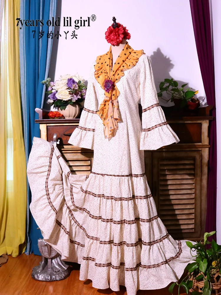 Винтажное Аутентичное Цыганское Платье для Фламенко танцевальное платье