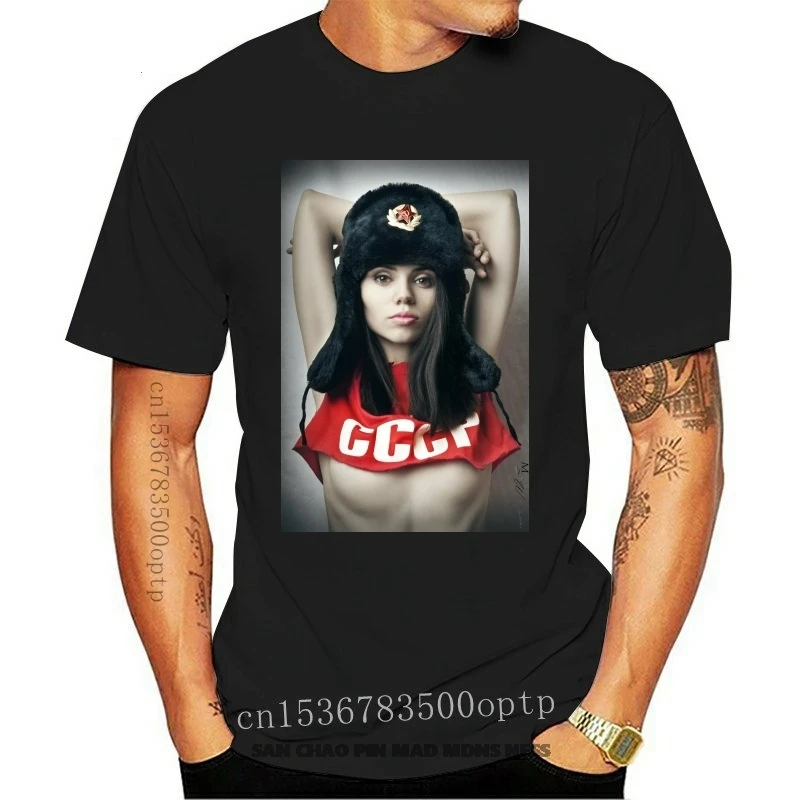 

Fashion short sleeve T-shirt Men and women T-shirt CCCP The Soviet union beauty Character pattern