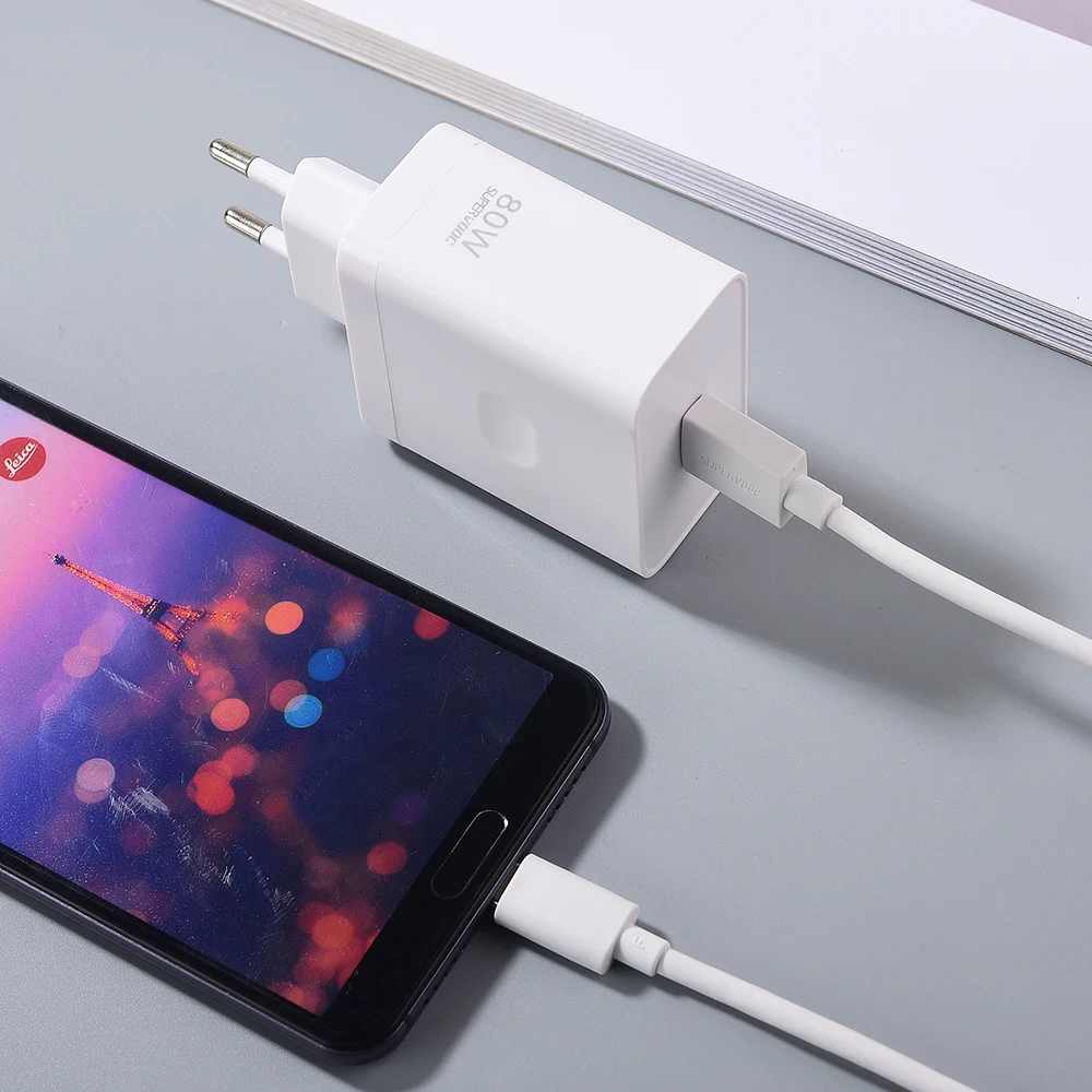 Зарядное устройство OPPO 80 Вт SuperVOOC EU адаптер питания для быстрой зарядки USB C кабель