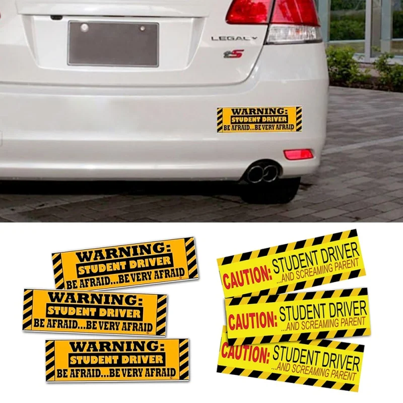 

3 Pcs Sticker-Premium Quality Car Safety Vehicle New Driver Yellow Reflective Sign Warning Student Dri Funny Magnetic