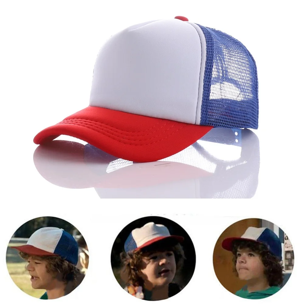 

Stranger Things Cosplay Caps Baseball Mesh Trucker Cap Red White Blue Hat Cosplay Props Adjustable for Kids & Adult