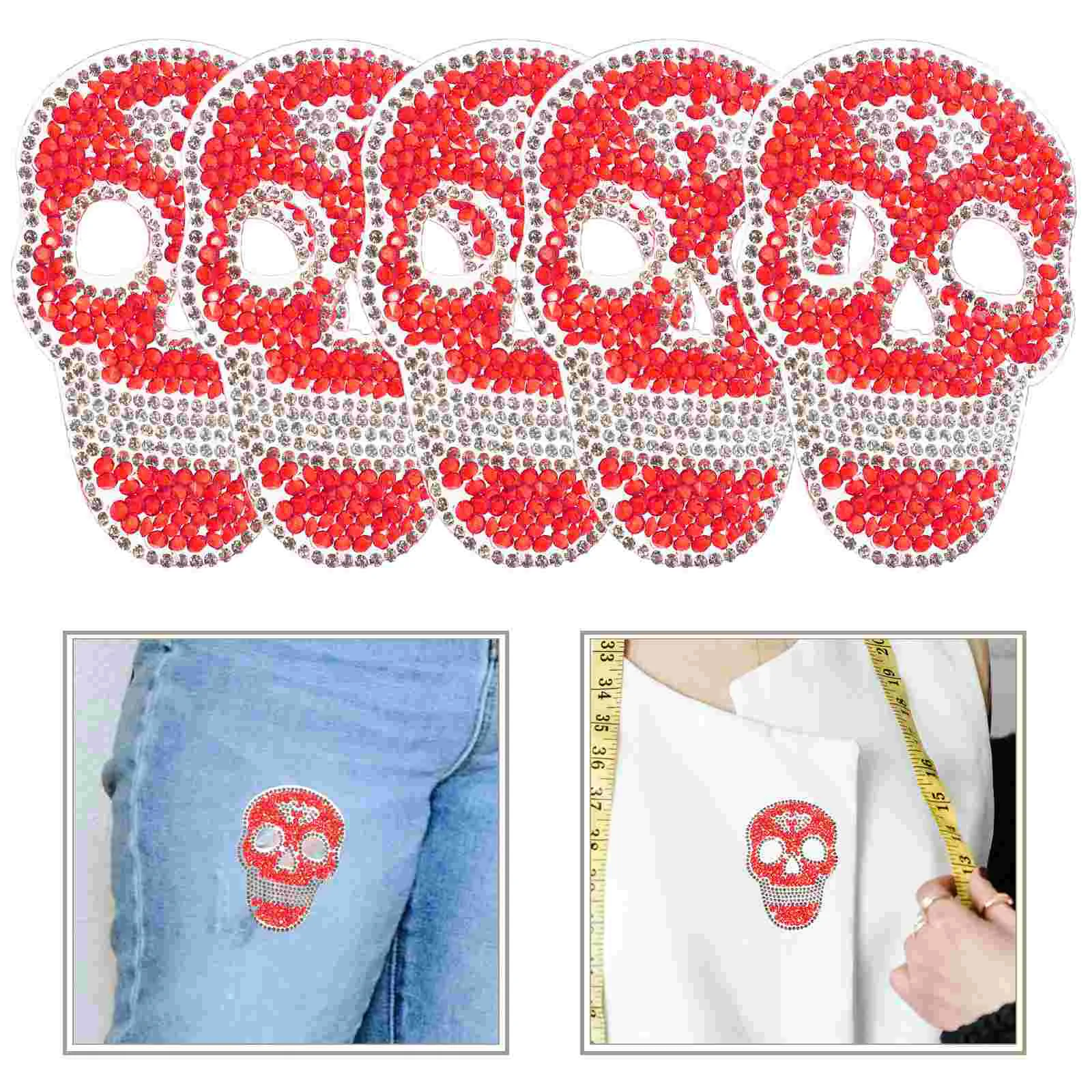 5 шт. наклейки с черепом и горячими бриллиантами нашивки для шитья пальто клейкая