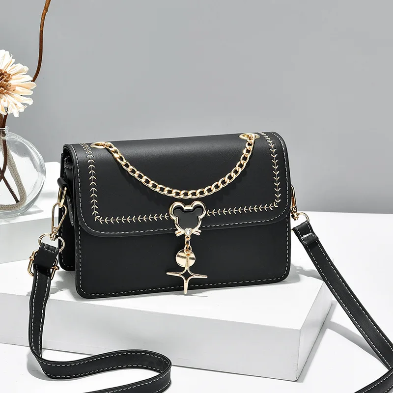 Disney Purse Women's Shoulder Bag for Girl with Chain Mickey Mouse Pendant Cartoon Crossbody Bag Luxury Birthday Gift