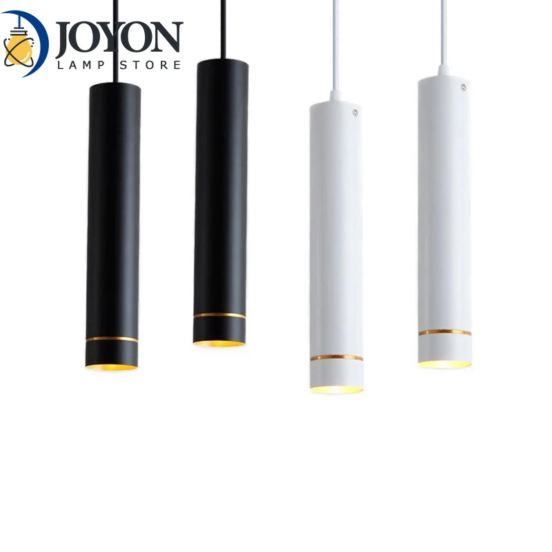 

Dimmable Cylinder LED Pendant Lights Long Tube Lamps Dining Room Shop Bar Decoration Cord Pendant Lamp Background Wall Lighting