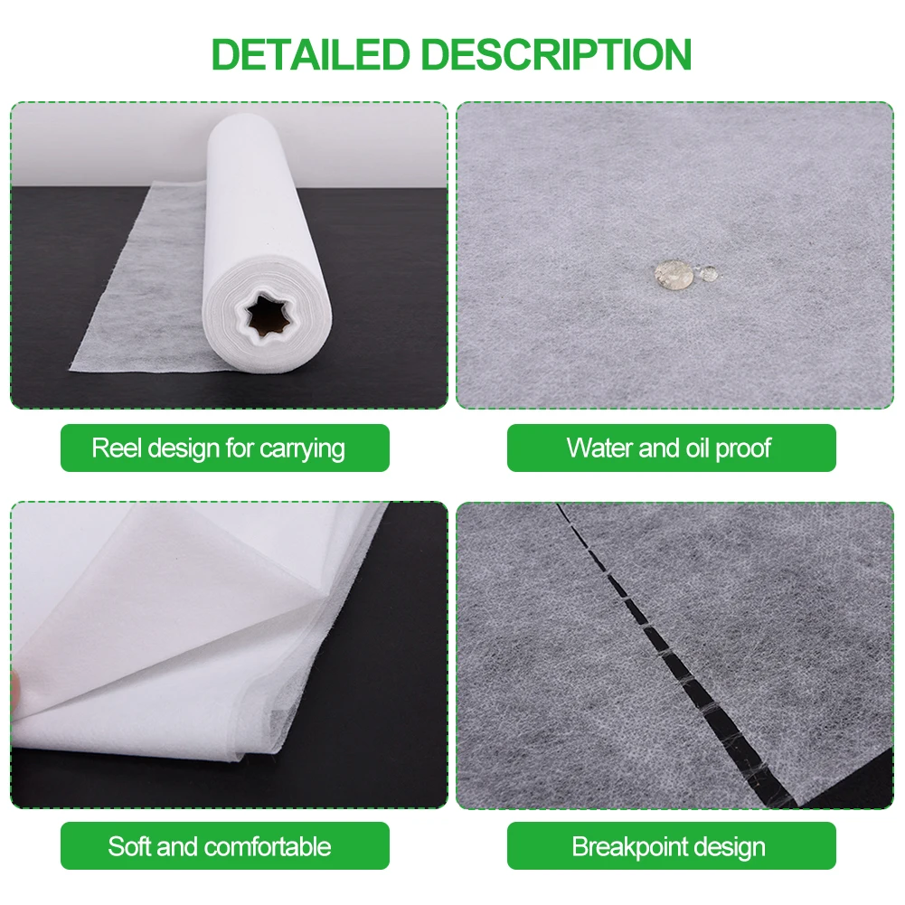 

50pcs/roll Spa Massage Mattress Sheets Salon Massage Bed Sheets Non-Woven Headrest Paper Roll Table Cover Tattoo Supply Tool