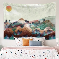 aesthetic landscape painting tapestry japanese style hippie trippy psychedelic wall hanging boho blankets bedroom sheet decor