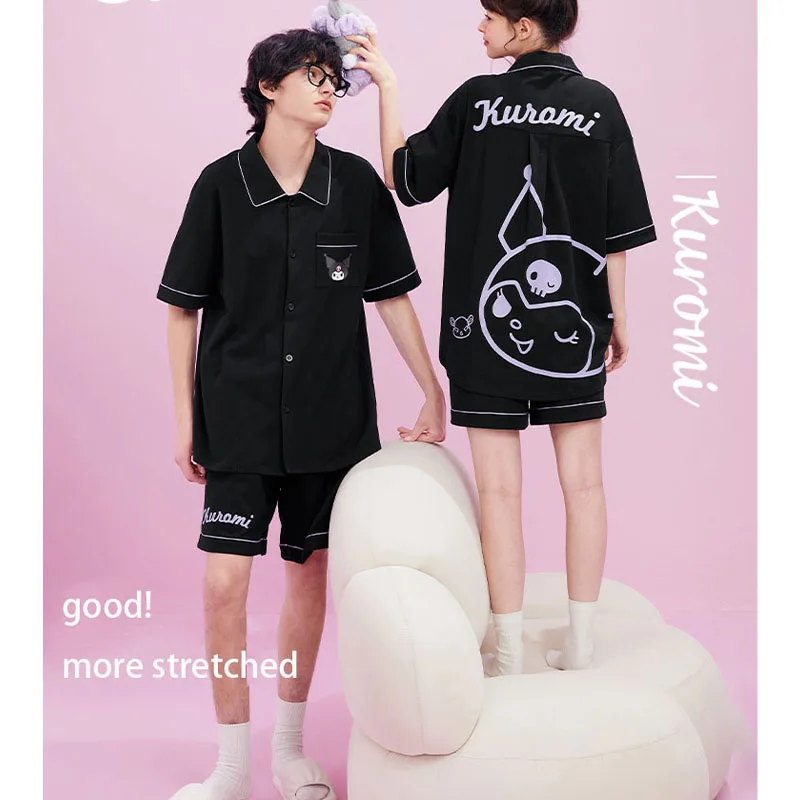 

Sanrio Kuromi Pajamas Set Tracksuit Lovers Anime Figure Printing Simple Can Be Worn Outside Breathable Loose Girlfriend Gift