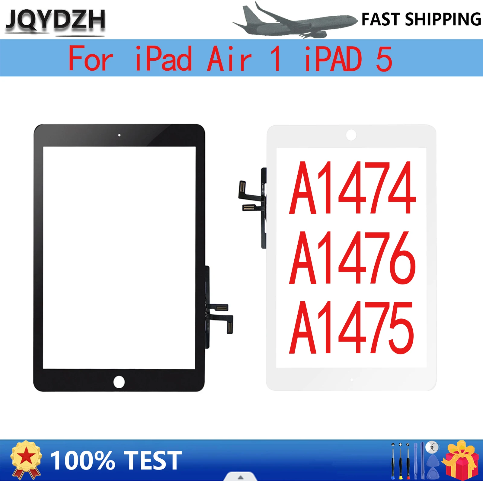 

JQYDZH For iPad Air 1 iPAD 5 A1474 A1476 A1475 Front Touch Screen Digitizer Sensor Replacement Display TouchScreen Glass+Tool