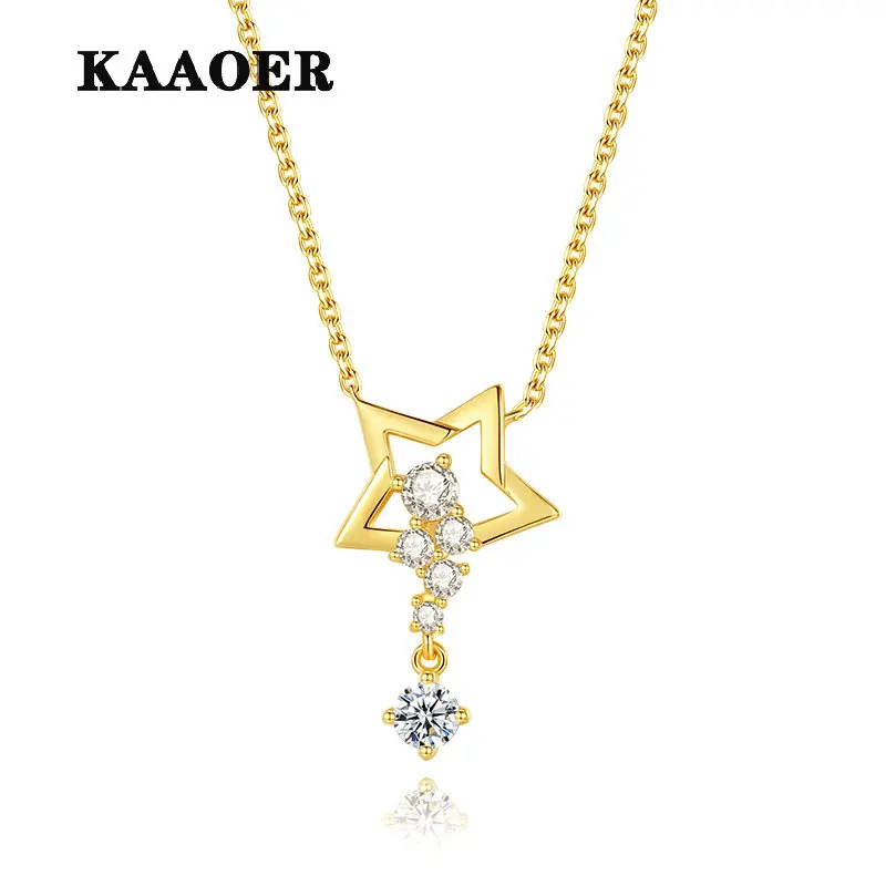 

KAAOER 2022 Новинка 100% S925 корейская мода ожерелье с подвеской в виде звезды дизайн холодного ветра цепочка на ключицу первые украшения оптовая п...