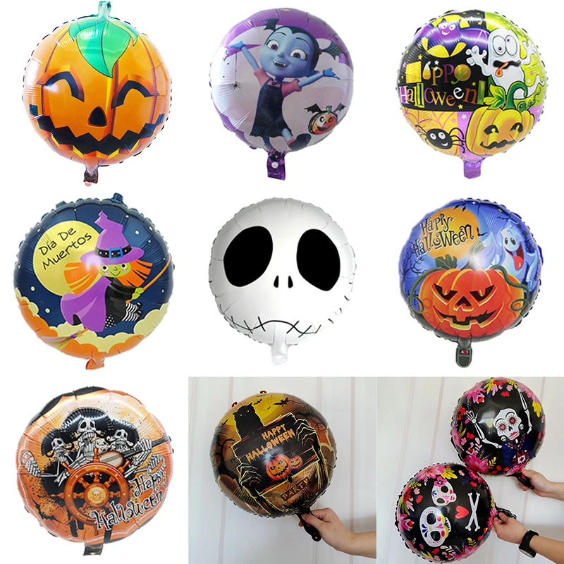 

20/50pcs 18inch Halloween Round Foil Balloons Set Cartoon Black Bat Pumpkin Skull Balloon Halloween Decorations Supplies Globos