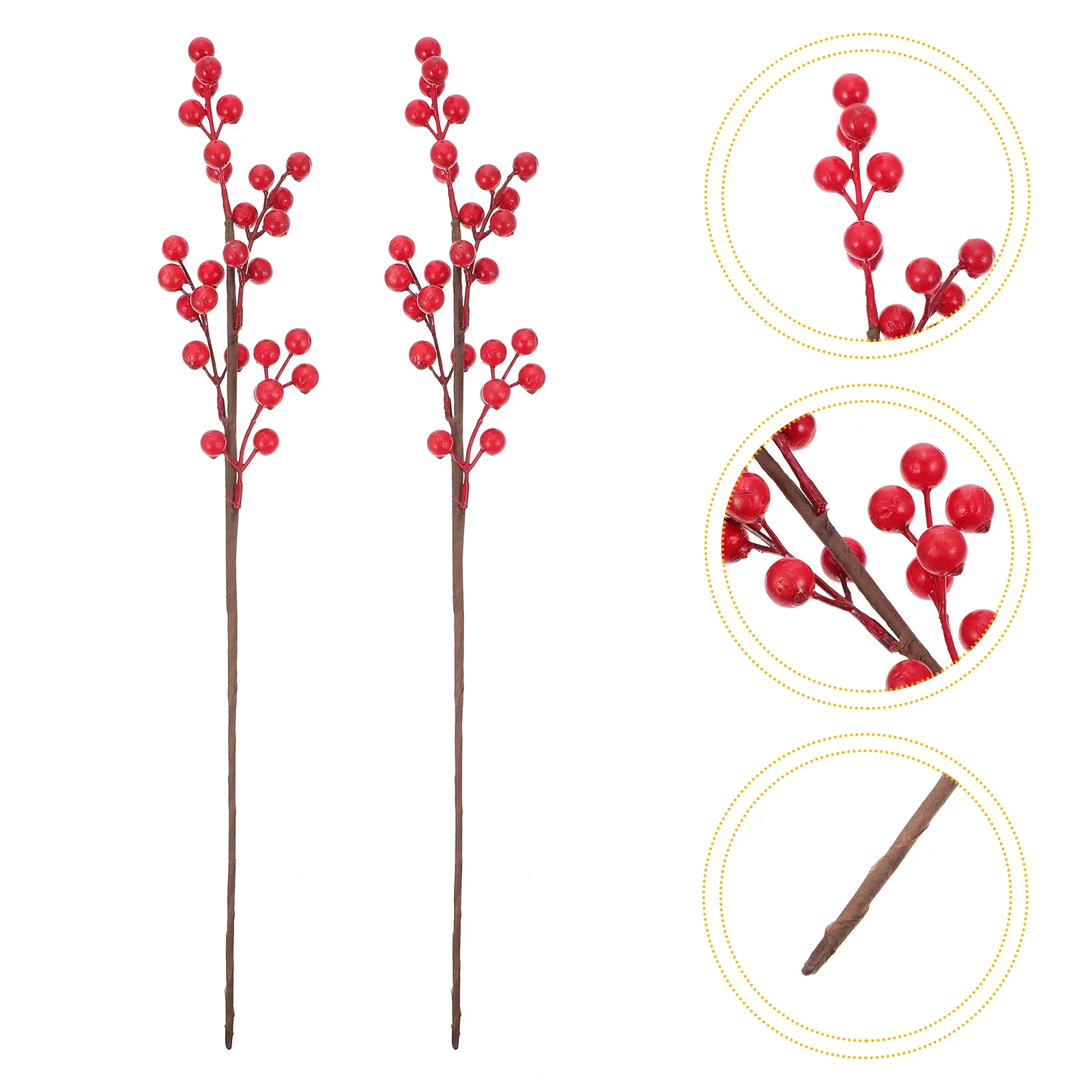 

2pcs Simulated Red Berry Branches DIY Wreath Berry Decors Creative Adornments