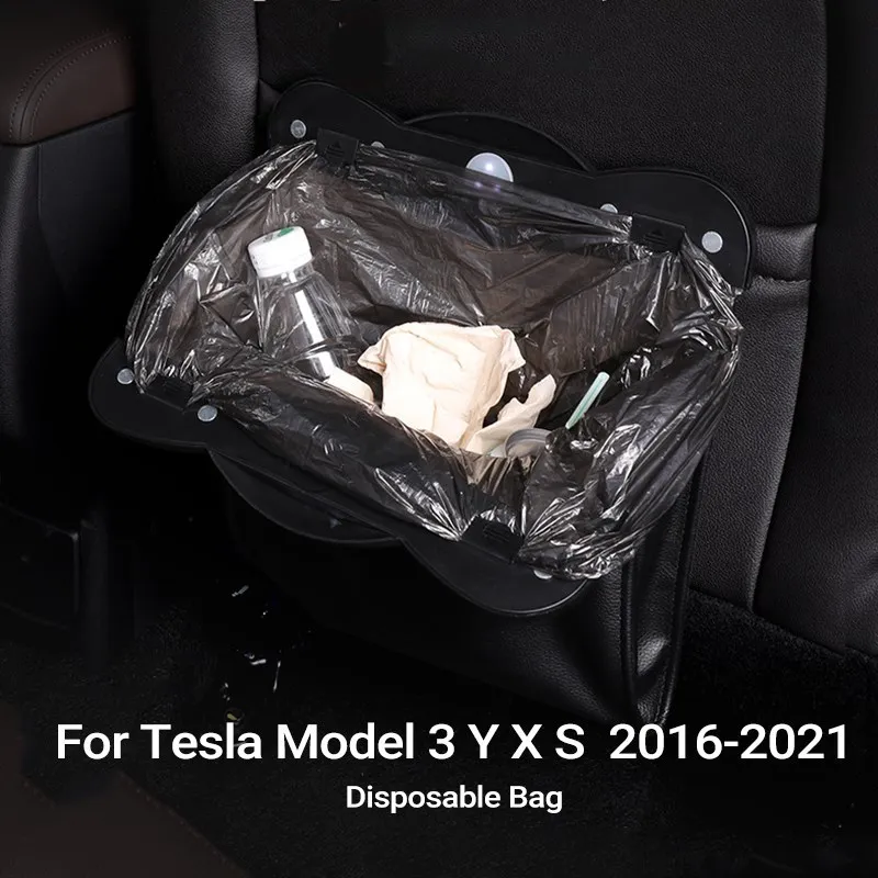 

Car Trash Bag For Tesla Model 3 2017-2022 Accessories Dustbin Bag Seat Back Leather Storage Bag For Tesla Model Y 3 S X