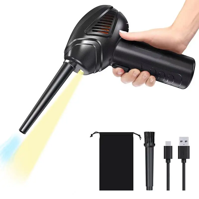 

Air Duster With LED Light Vacuum Handheld Electric Air Duster Cleaner LED Lighting Cleaning Tool For Sofas Car Computers And