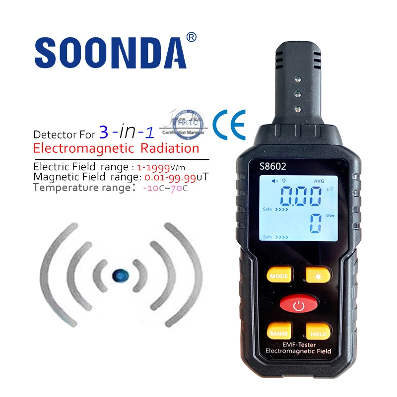 

3-in-1 EMF Meter Automatic Alarm Real-time Measure Radiation Electromagnetic Field Paranormal Detect Radiation Dosimeter Counter