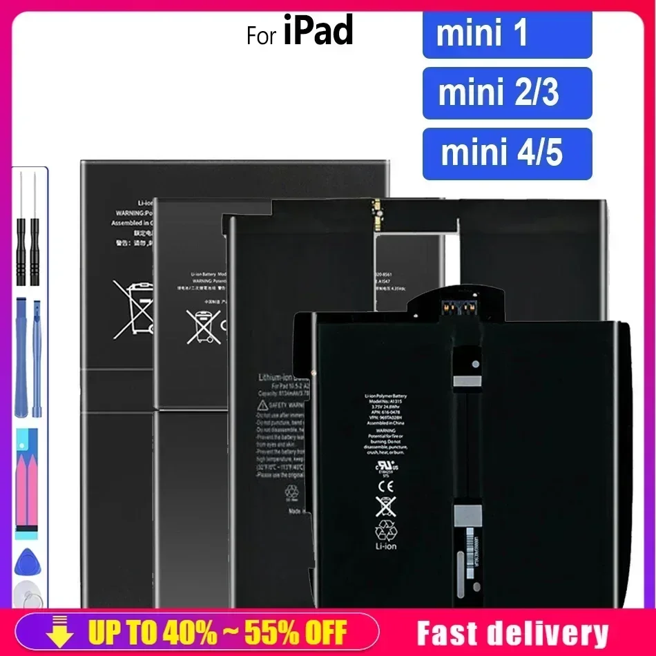Аккумуляторы для мобильных телефонов iPad Mini 5 4 3 2 1 Mini1 Mini2 Mini3 Mini4 Mini5 Tablet A1538 A1445 A1546