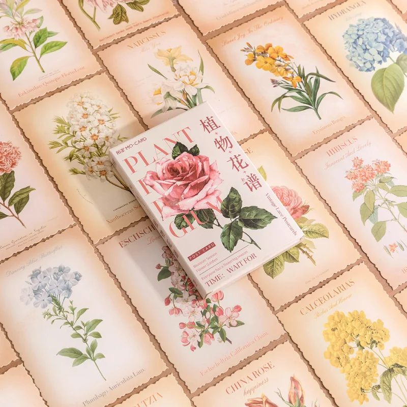 

Boxed Postcards In The Mood for Love Museum Materia Medica, Retro Plants and Flowers Creative Cards (30 Pieces In)