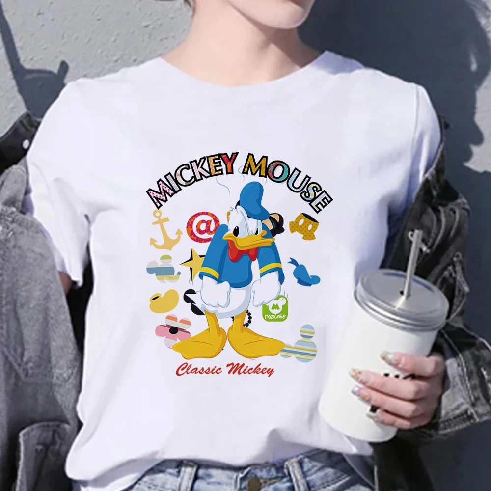 

T Shirt Disney Women Donald Duck Popular White Funny All-Match Creativity T-shirt Pattern Printing Mickey Mouse Letter Modern