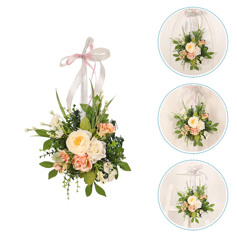 

Wreath Door Fake Easter Flower Flowers Floral Farmhouse Bunny Rabbit Wreaths Holiday Welcome Guinalda Round Decoration