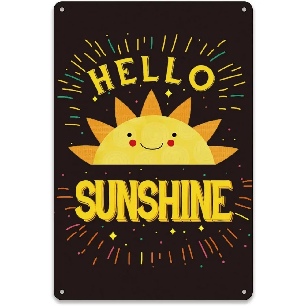 

BellowDeer 3 Hello Sunshine Tin Cute Hello Summer Sunflower Metal Tin Signs Home Outdoor Farmhouse Summer Sayings Hello