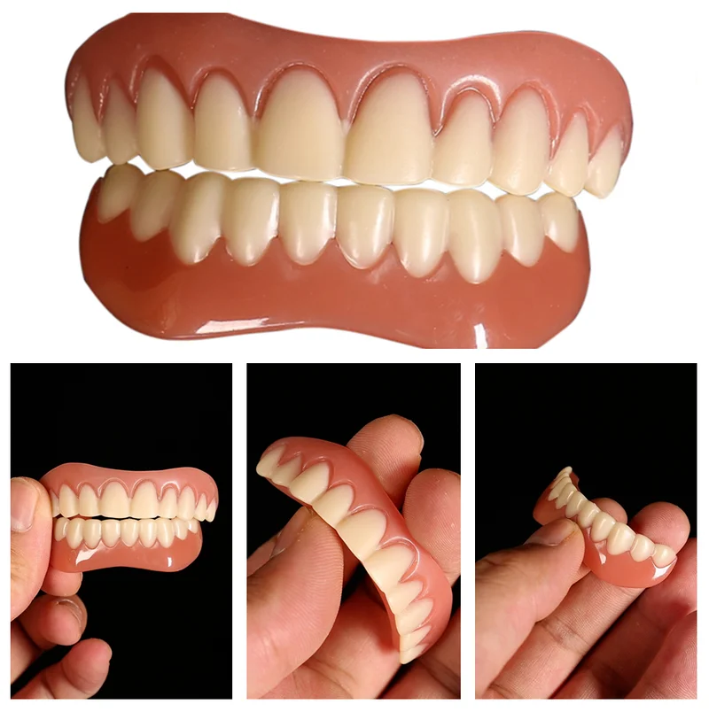

Silicone Upper Lower False Teeth Veneers Perfect Laugh Veneers Dentures Paste Fake Teeth Braces Comfortable Teeth Orthodontic