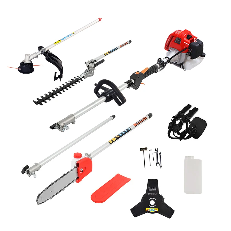 CGM5200-TB Multifunction 4 in 1 Gasoline Tool 2 Stroke Brush Cutter Gas Grass Trimmer Pole Pruner Garden Hedge Trimmer