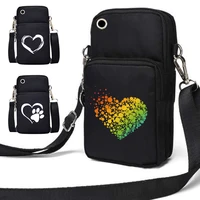 universal mobile phone case shoulder bags for samsung iphone xiaomi women wrist pouch wallet mini sport arm bag love printed bag