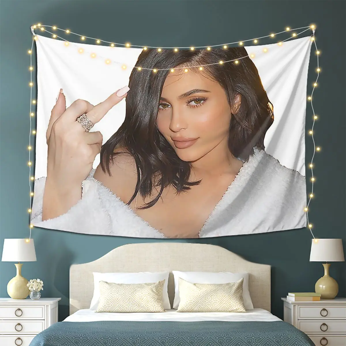 

Kylie Jenner Tapestry Decoration Art Aesthetic Tapestries for Living Room Bedroom Decor Home Funny Wall Cloth Wall Hanging