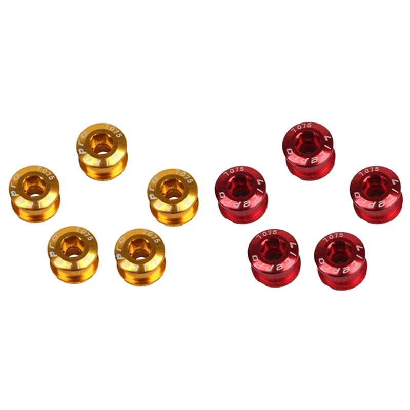 

Litepro 10Pcs Single Crankset Screw Bicycle Chain Ring Wheel Bolt Road MTB Bicycle Disc Screws,5 Pcs Red & 5 Pcs Gold