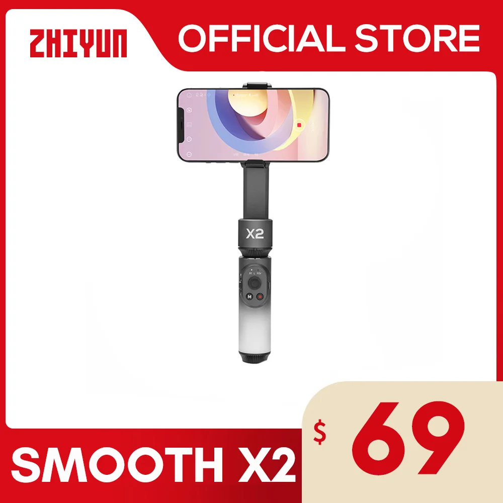 

ZHIYUN Official SMOOTH X2 Phone Gimbal Handheld Stabilizer 2-Axis Smartphone Gimbals for iPhone 13 PRO Black Selfie Stick