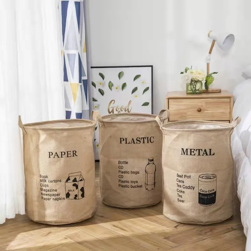 

Large Jute Storage Bag Waterproof Clothes Sundries Pants Storage Bucket Bedroom Bathroom Dirty Clothes Bucket Laundry Basket