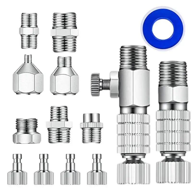 

Air Hose Adapter Disconnect Adapter Kit Airbrush Fittings 1/8 Connectors Quick Release Copper Connector Set Disconnect Fittings