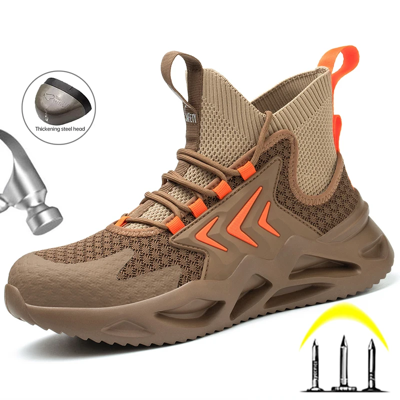 

2022 New Designer Work Safety Shoes Men Work Sneakers Steel Toe Protective Shoes Anti-puncture Work Boots Indestructible Shoes