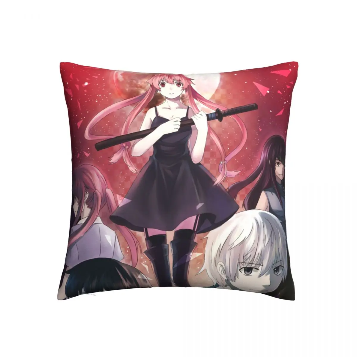 

Квадратные наволочки Mirai Nikki Future Diary, аниме Yuno Gasai, чехлы для подушек, креативные декоративные Наволочки на молнии для дивана