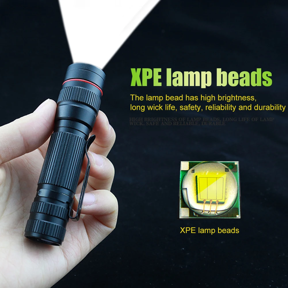 

1-20PCS XPE LED Flashlight USB Rechargeable Powerful Camping Light Lamp Waterproof Zoomable Built-In 600mAh Battery Bright Torch
