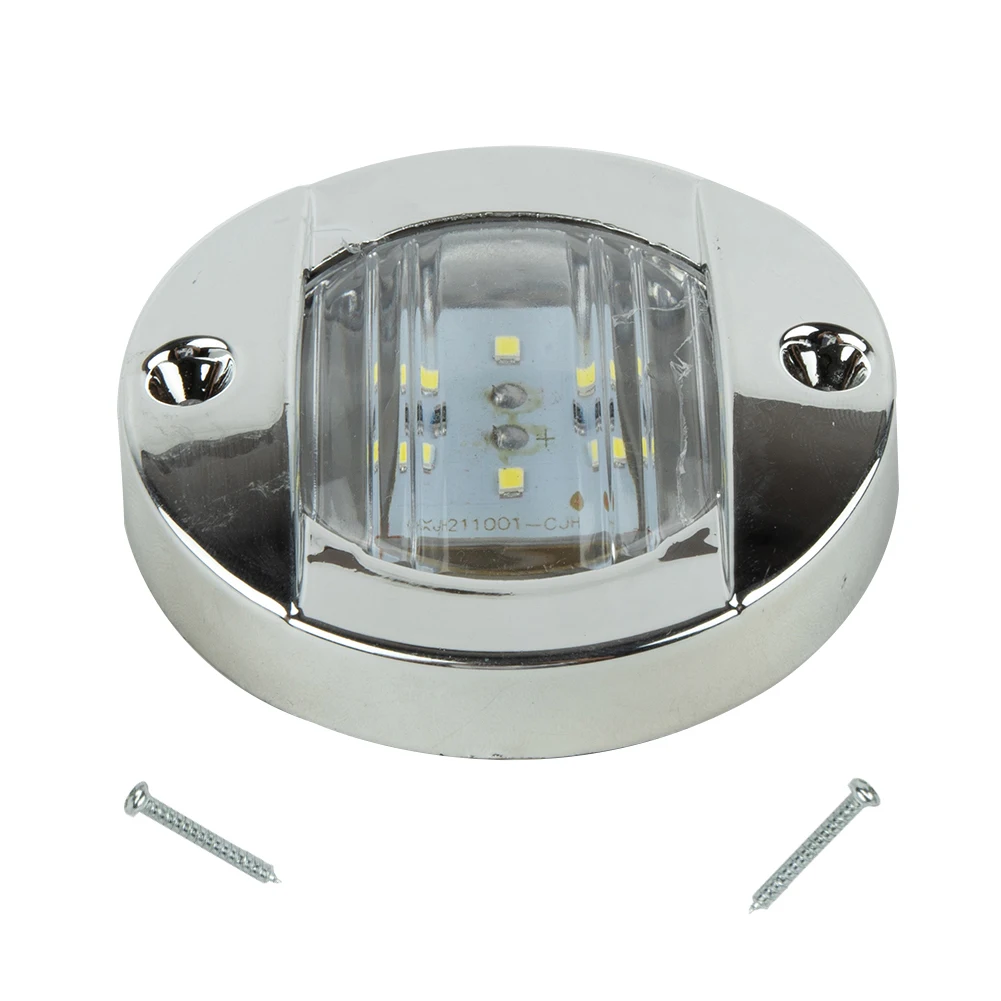 

DC 12V Marine Boat Transom LED Stern Light Round Stainless Steel Cold White LED Tail Lamp Yacht Accessory White