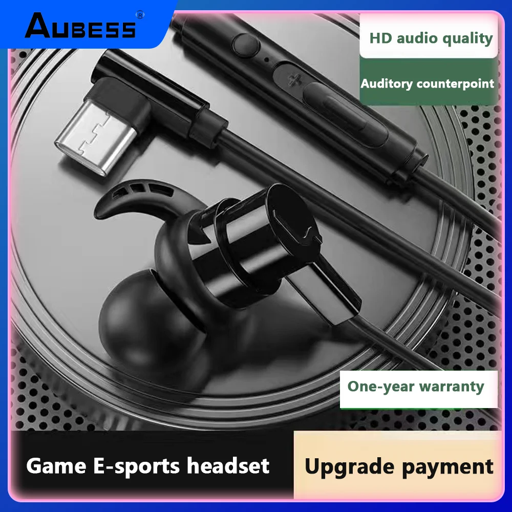 

Gaming Headset Type-c Flat 1.2m In-ear Ordinary Headphones King Of Chicken Eating Hifi Wired Headset With Microphone 3.5mm