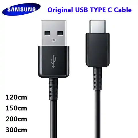 Оригинальный кабель Samsung типа C 1,2/1,5 м, кабель для быстрой зарядки и передачи данных для samsung Galaxy S8 S9 Plus S10 Note 8 9 10 A3/A5/A7 2017