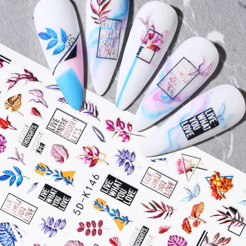 5D наклейки для ногтей с цветами французское кружево гелевые акриловые
