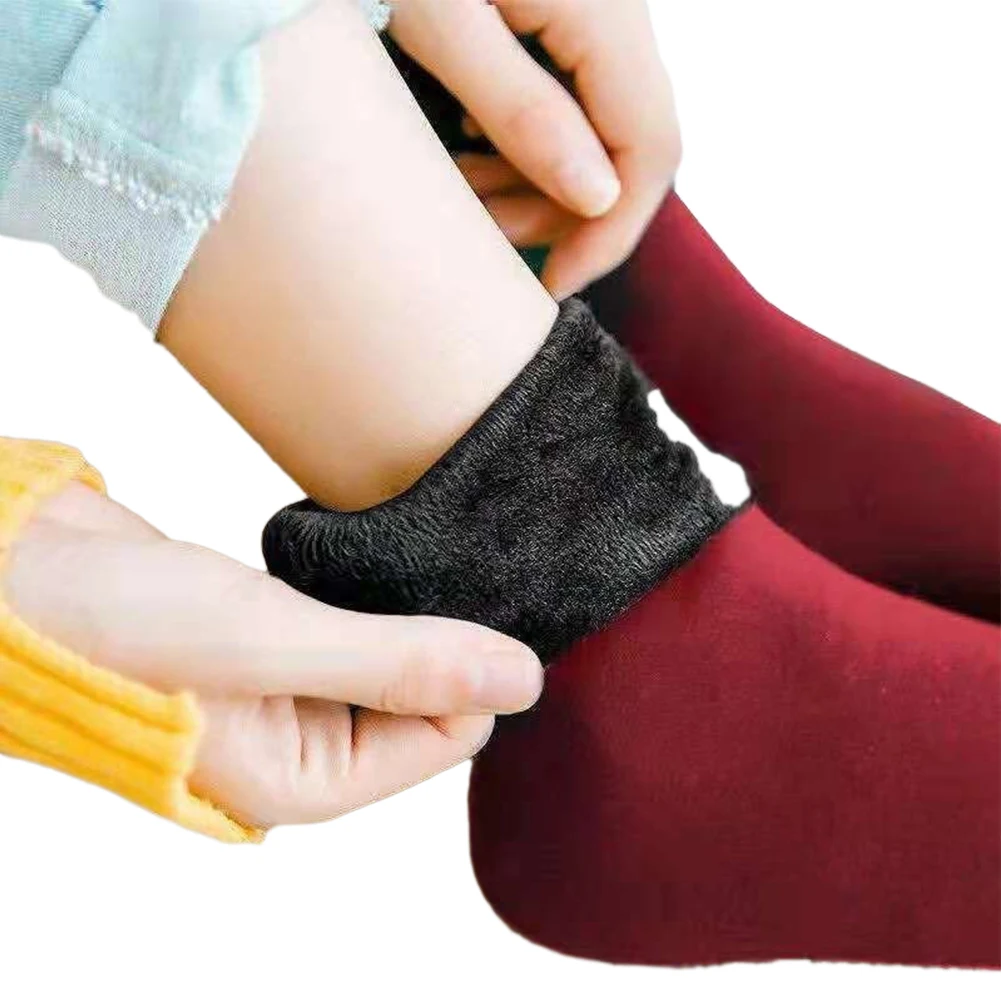 

Winter Women Men Warm Thicken Thermal Socks Wool Velvet Nylon Snow Black Skin Seamless Soft Boots Middle Socks